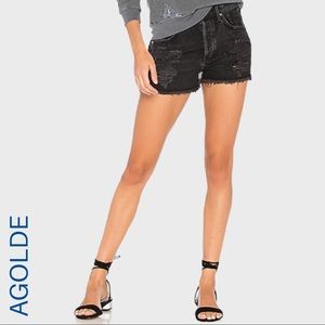 AGOLDE Jayden high rise cutoff jean shorts cliche